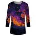 thumbnail image 5 of Halloween Tops for Women Skull Ghost 3/4 Sleeve Horror Blouses Bone Pumpkin Crew Neck Funny Shirts, L, 5 of 7