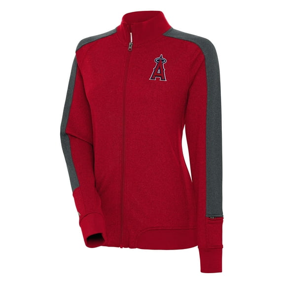 Women's Antigua Red Los Angeles Angels Strike Full-Zip Track Jacket