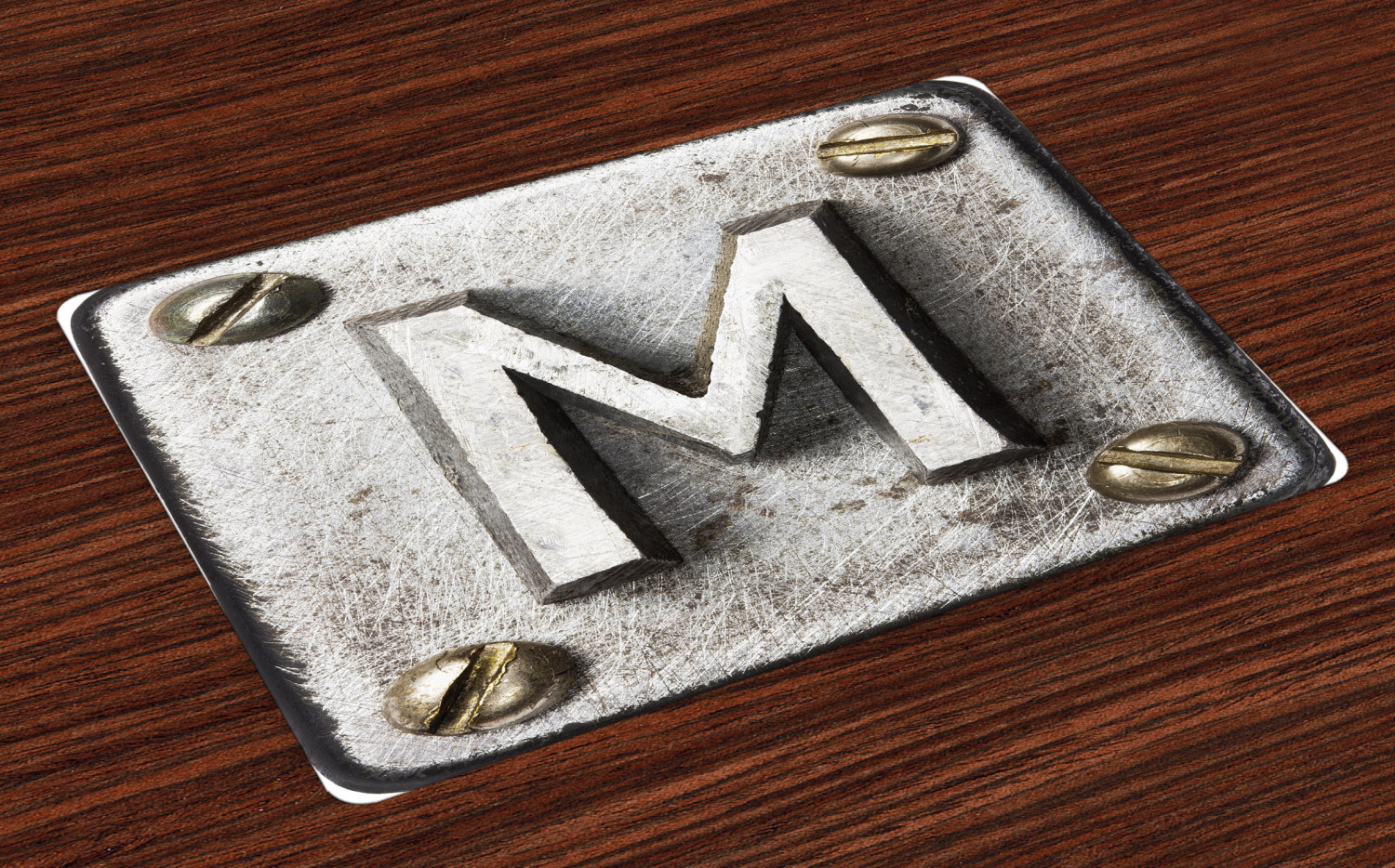 Letter M Placemats Set of 4 Zinc Iron Steel Alphabet Typeset with