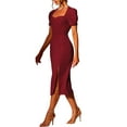 thumbnail image 4 of MODA NOVA Midi Dress for Juniors Elegant Sweetheart Neck Split Bodycon Dress, 4 of 5