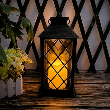 Solar Lantern,Outdoor Garden Hanging Lantern-Waterproof LED Flickering Flameless Candle Mission Lights for Table,Outdoor,Party（5.5”*11”*5.5”）