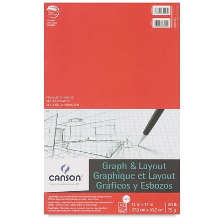 Canson Foundation Graph Pad - 11" x 17", 4" x 4" Grid, 40 Sheets