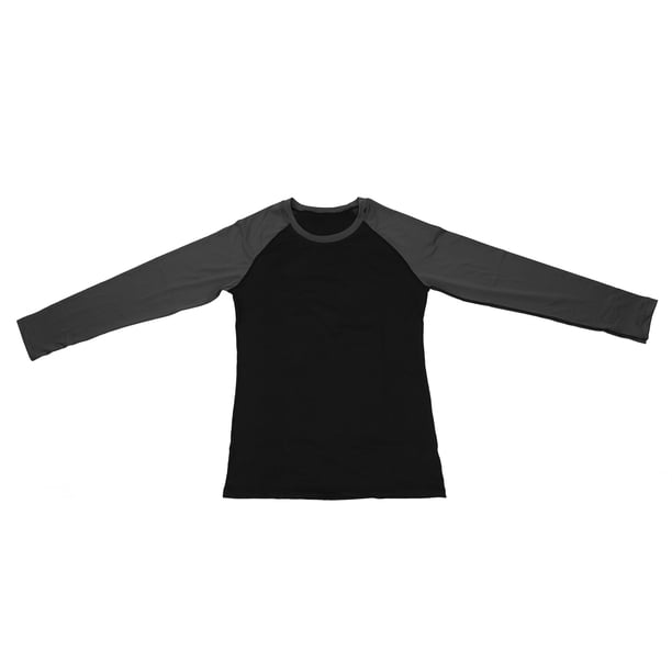 Camiseta deportiva Nikou Camiseta ajustada de manga larga para hombre gimnasio culturismo levantamiento de pesas negra y gris S