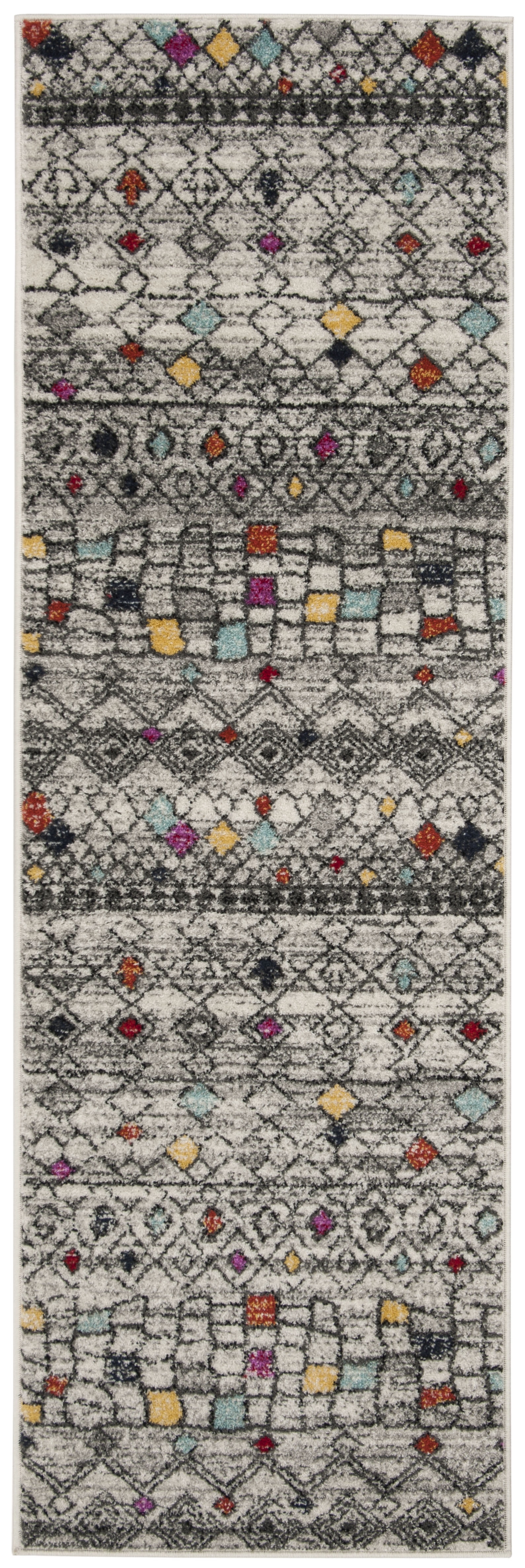 SAFAVIEH Adirondack Eleanora Geometric Runner Rug, Light Grey/Multi, 2'6" x 10'