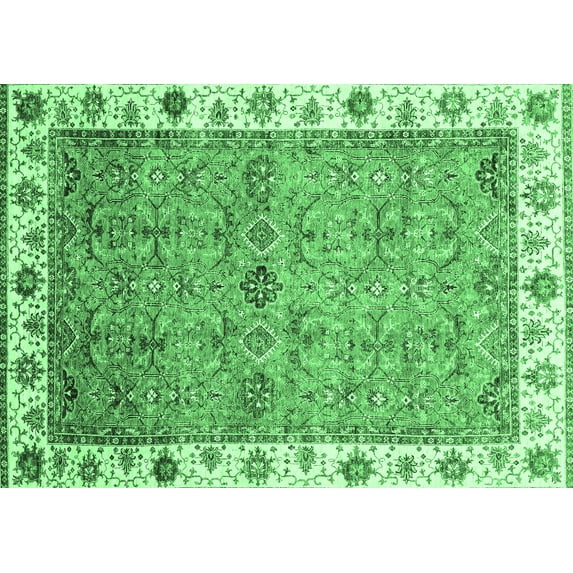 Ahgly Company Indoor Rectangle Oriental Emerald Green Traditional Area Rugs, 5' x 8'