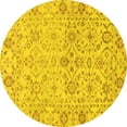 thumbnail image 1 of Ahgly Company Machine Washable Indoor Round Oriental Yellow Traditional Area Rugs, 7' Round, 1 of 4