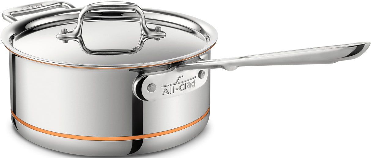 Silver All-Clad 6200.5 SS Copper Core 5-Ply Bonded Dishwasher Safe Butter Warmer Cookware 0.5-Quart
