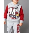 thumbnail image 4 of Disney Mickey Mouse Toddler Boys’ Outfit Set - Two Piece Hoodie Sweatshirt & Jogger Pants with Sporty Stripe Details (Heather Grey, 7), 4 of 5