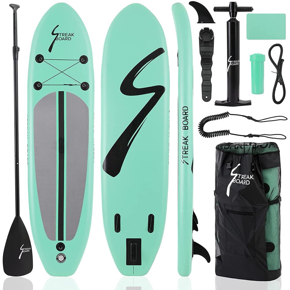 HEMBOR 10FT Inflatable Stand Up Paddle Board with 3 Fins, Carry Bag
