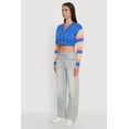 thumbnail image 4 of Womens Daisy Color Blocked Striped Sleeve Cropped Cardigan, 4 of 5