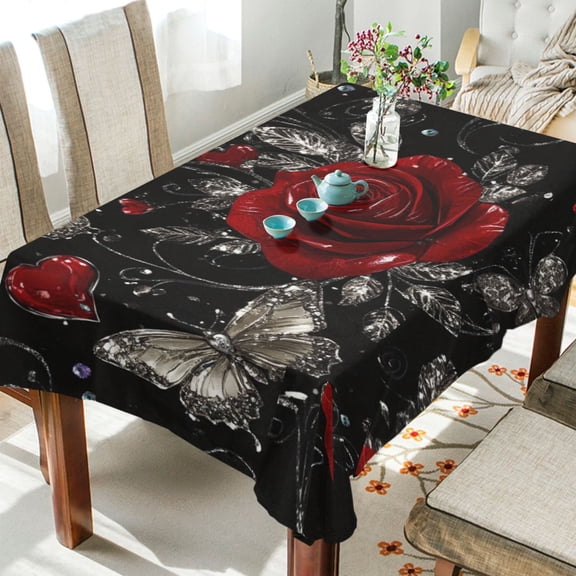BZSMCE Square Tablecloth Midnight Garden Whispers Pattern Tableclothes