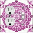 thumbnail image 1 of Metal Light Switch Plate Cover Mandala Pink White Flower Tile Pattern MDL065, 1 of 16