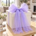 thumbnail image 5 of Purple Giant Tulle Bow for Christmas Tree Decoration Sheer Iridescent Fabric Large Bow with Long Tails for indoor Holiday Decor 47 in, 5 of 7