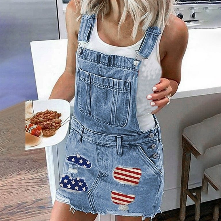 Women's Patchwork Denim Overalls 2025 Summer Casual Women's Patchwork Denim Overalls 2025 Summer Casual