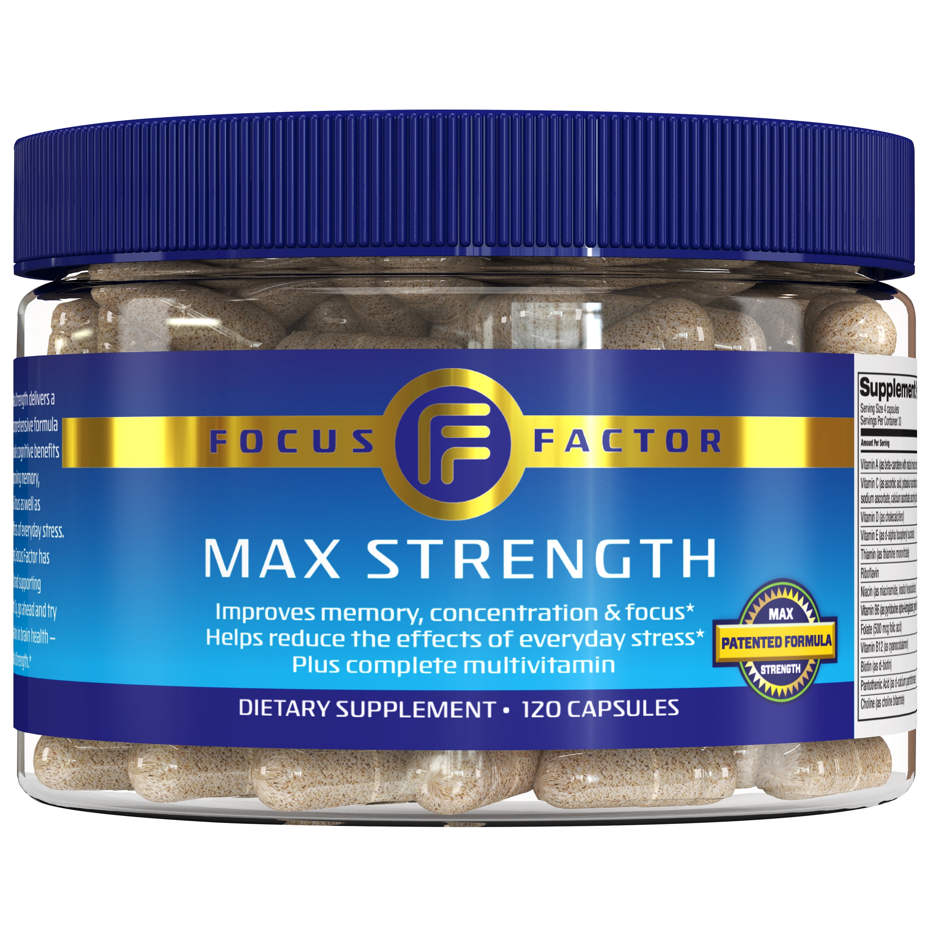 Focus Factor Max Strength - Brain Health Supplement + Multivitamin ...