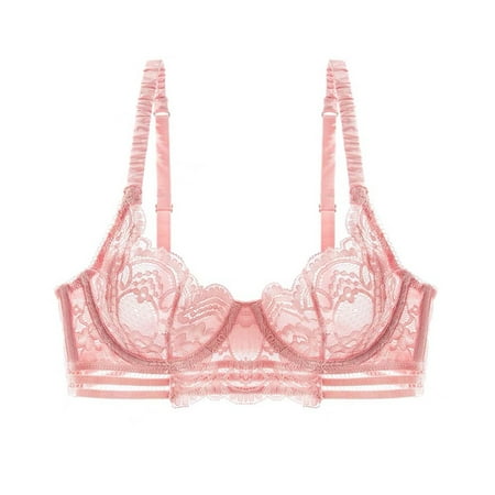 

Guoeappa Women s Lace Balconette Bra Underwire Non-Padded Soft Cup Comfort Everyday Bras