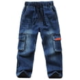 thumbnail image 2 of JTieaclothes Toddler Kid Boy Elastic Mid Waist Washed Full Length Straight Pants Denim Jeans,Boys Pants Sizes 10-11 Years, 2 of 5