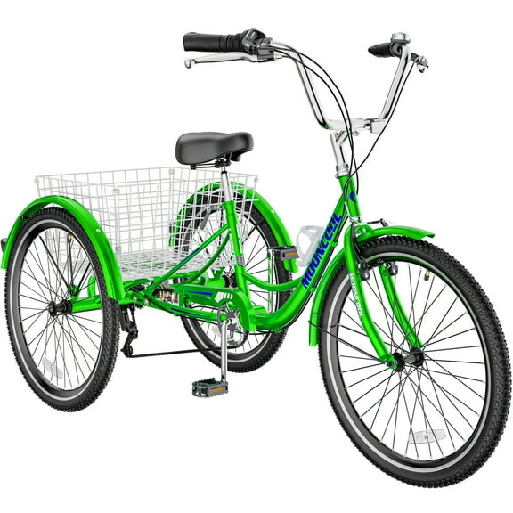 LILYPELLE 20" Adult Tricycle 7 Speed, Three Wheel Bikes for Adults 350lbs,Low-Step Through Trike Cruiser for Exercise Shopping Outdoor Activities,Apple Green