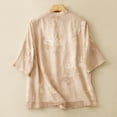 thumbnail image 5 of Drses Womens Summer Tops Women's Printing Cotton And Linen Standing Collar Slanted Collar Button Quarter Sleeved Top Tops for Women Trendy, 5 of 6
