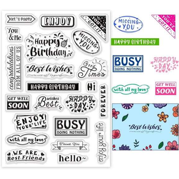 Words Silicone Stamp Sentiment Background Clear Stamp Everyday Word Rubber Stamps Plastic Stamp