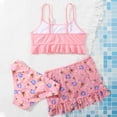 thumbnail image 6 of Honeeladyy Baby Girl One Piece Swimsuit Toddler Sleeveless Baby Girls Swimwear Children's Swimsuit Butterfly Print Skirt Swimsuit Bikini Bathing Suit Swimming Three-piece Set, 6 of 6