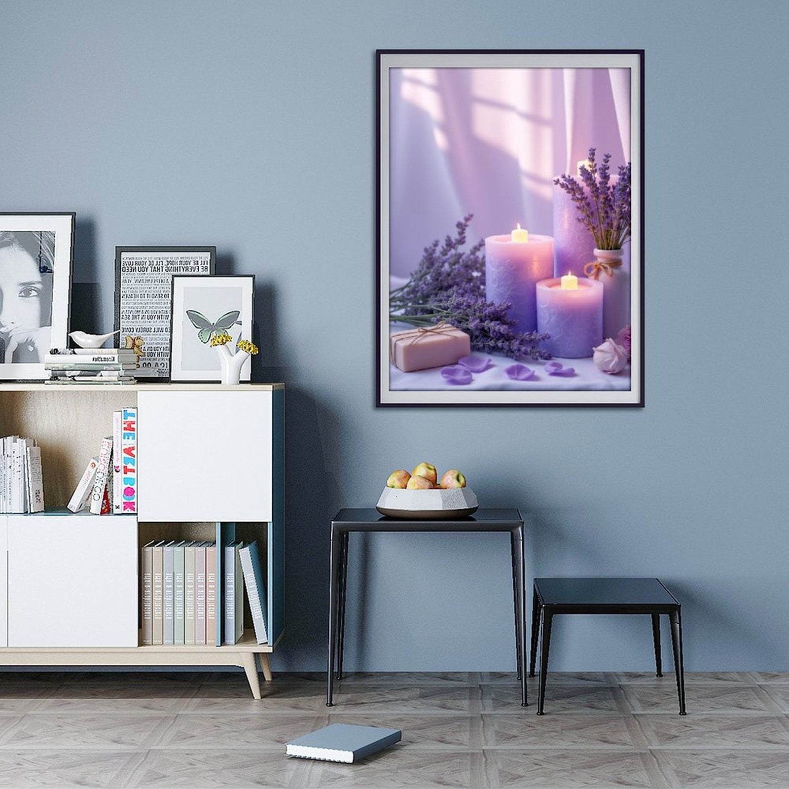 Diamond Art Kit for Adults, Candles Lavender Flowers Romance Glow Diamond Painting for Adults Beginners, 5D DIY Diamond Art Painting Kits, Colorful Diamond Painting Craft for Home Decor 12x16