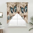 thumbnail image 2 of Swag Valance Curtains for Windows, Vintage Teal Butterfly Light Filtering Kitchen Curtains with Rod Pocket, Vintage Brown Tree Branch Window Treatment Valances for Living Room, 36x45 - 2 PCS, 2 of 9