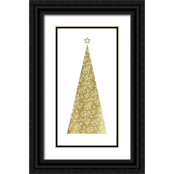 Robinson, Carol 9x14 Black Ornate Wood Framed with Double Matting Museum Art Print Titled - Gold Christmas Tree II