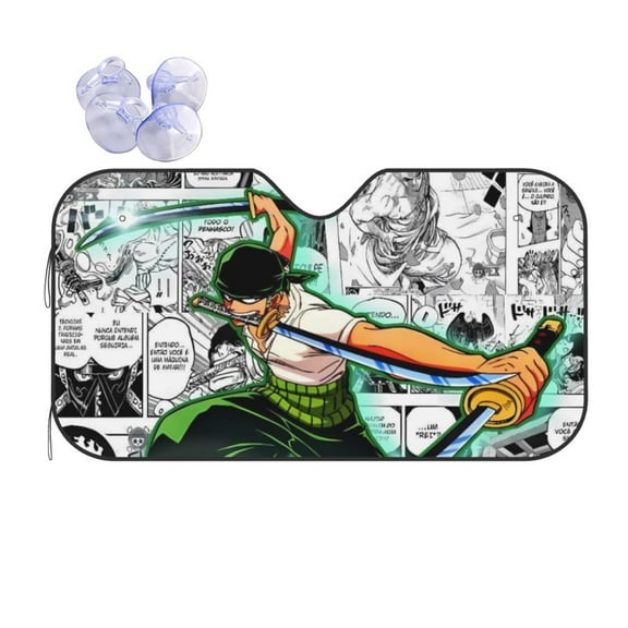 Front Windshield Sun Shade One Piece Roronoa Folding Shield UV Ray Blocks Visor Protector for Car Truck SUV Medium