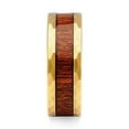 thumbnail image 3 of Tungsten Rings For Men Women Wedding Band Gold Hammered Edge Wood Inlaid Sizes 8-15, 3 of 6