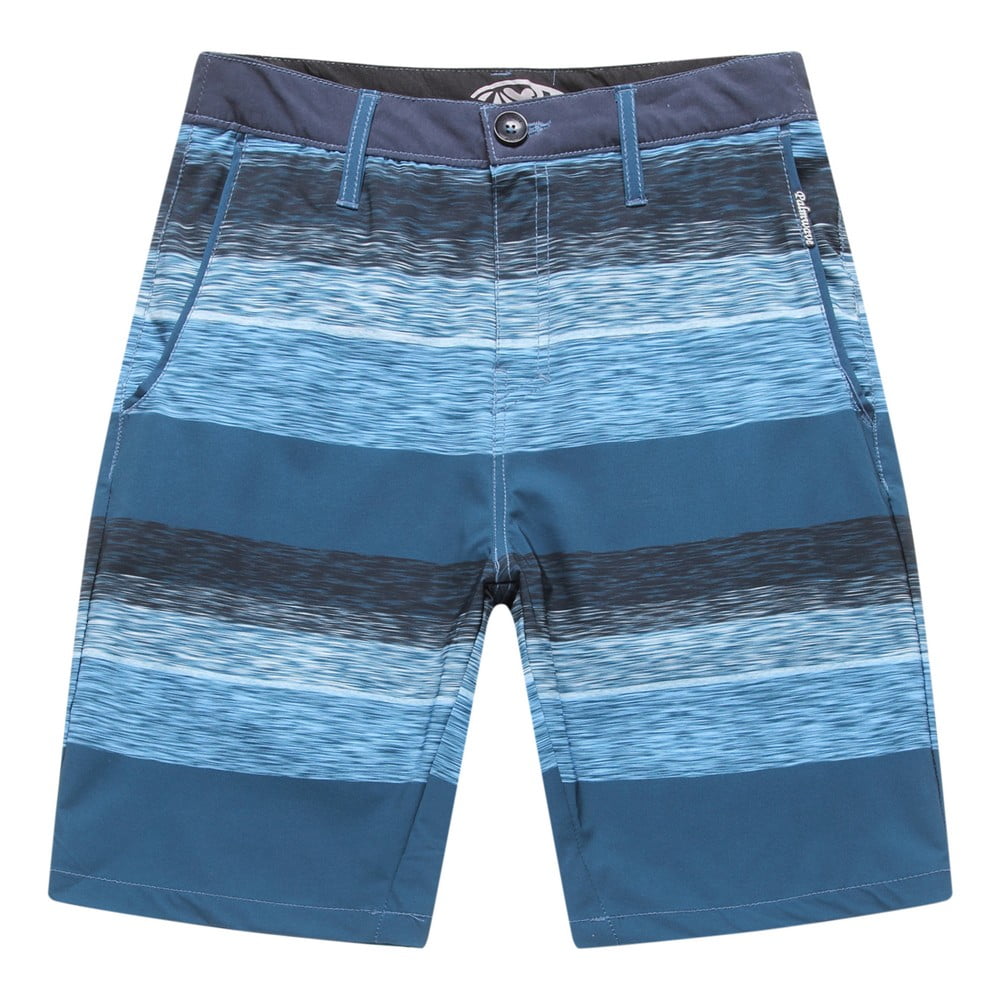 Men's Beach Wear Board Shorts with Pocket in Navy Blue Wave Stripes 38 ...