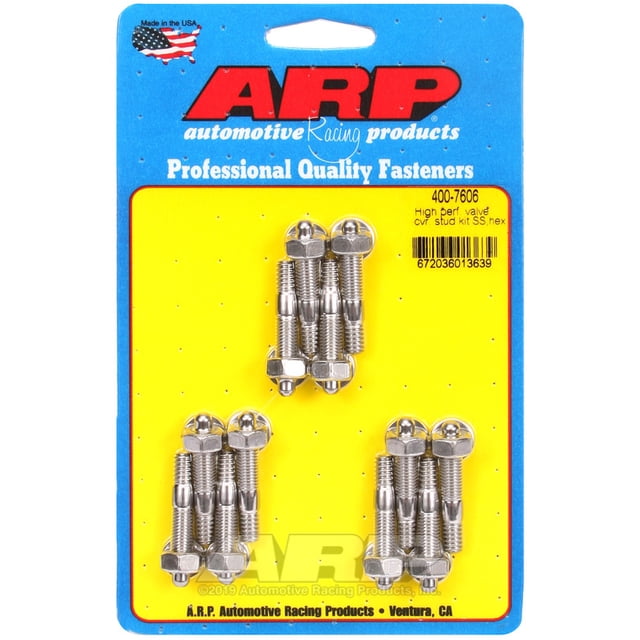 ARP Auto Racing Valve Cover Stud 400-7606 For Use With Cast Aluminum Valve Cover; 1.500 Inch Overall Length; 1/4 Inch - 20 Thread Size; Hex Style Head Type; Polished; Stainless Steel