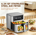 thumbnail image 5 of G-ocean 6.34 QT Air Fryer Oil-Free with Visible window, 8 Preset Cooking Modes, 90-Min Timer, 400°F Hemp, Dish Washer Safe, Roast, Bake, Gray, 5 of 8