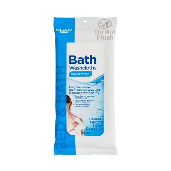 Equate Premium Heavyweight Bath Cleansing Washcloths, Fragrance-Free, 8 Count