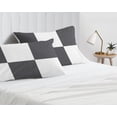 thumbnail image 2 of Premium 400TC Luxury Chex Fitted Sheet 3 Piece Set - Soft 100% Egyptian Cotton with 15" Inch Deep Pocket Box Pattern Fitted Bottom Sheets & Pillowcases - White & Dark Grey Solid, Olympic Queen Size., 2 of 4