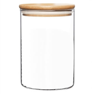 Classy Canisters 38 Ounce Square Glass Jar with Bamboo Lid - Kitchen Decorative Glass Jars with Vintage Diamond Pattern - Coffee Pasta Sugar Tea Snack