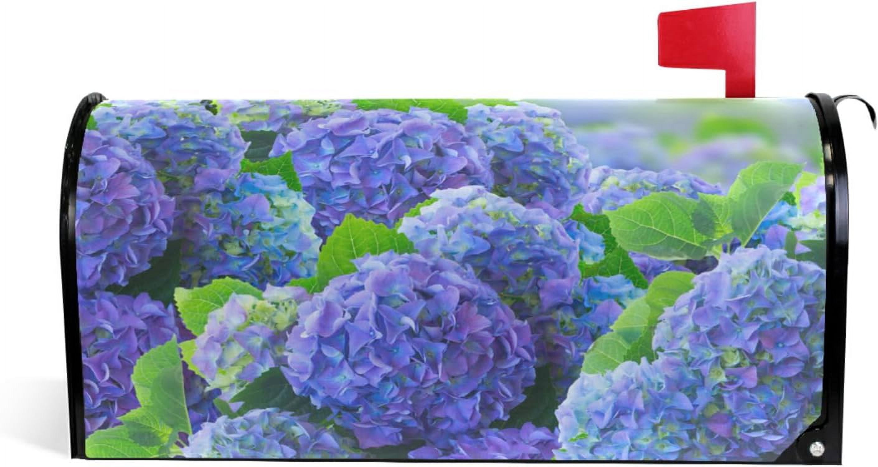 Blue Hydrangea Flowers Magnetic Mailbox Cover Spring MailWraps Garden Yard Home Decor for Outside Standard Size-18"x 20.8"\u2026