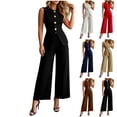 thumbnail image 2 of Umfun Women's Formal Vest and Pants Two-Piece Set, Round Neck Button-Down Vest with Matching High Waist Wide Leg Pants, Elegant Outfit for Work and Special Occasions, 2 of 8