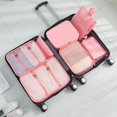 thumbnail image 1 of 6/7pcs Set Travel Storage Bags Suitcase Packing Set Storage Cases Portable Luggage Organizer Clothes Shoe Foldable Organizer Pink-7PCS, 1 of 6