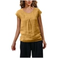thumbnail image 1 of Vestidos Casuales Para Mujer, Blusas De Mujer De Moda Camiseta de lino holgada de manga corta sin mangas y hasta los hombros para mujer, 1 of 8