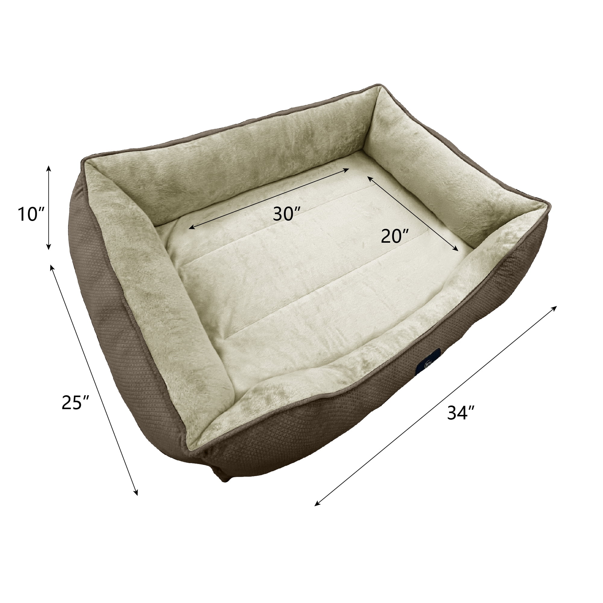 Serta Cuddler Bolster Cat & Dog Bed, Mocha, Large