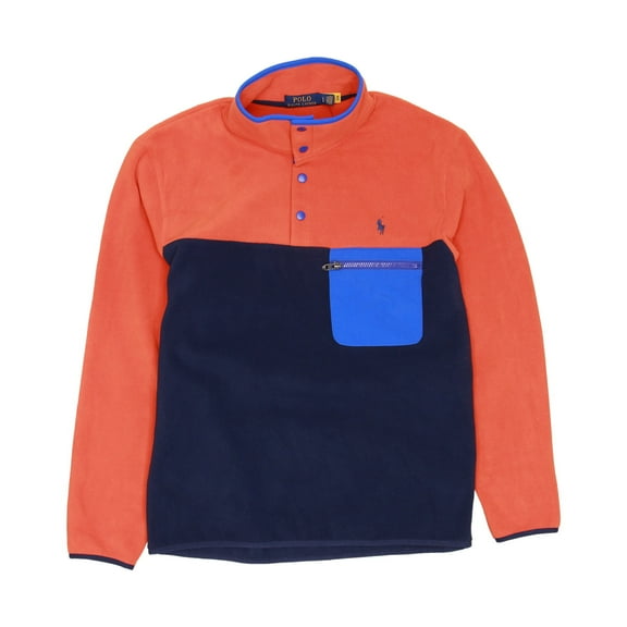 Polo Ralph Lauren Mens Mockneck Fleece Jacket (Large, Orange)
