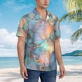 thumbnail image 3 of Yiaed Pastel Abstract Fluid Art Print Hawaiian Shirt for Men Short Sleeve Button Down Shirts Beach Shirts for Men,Small, 3 of 7