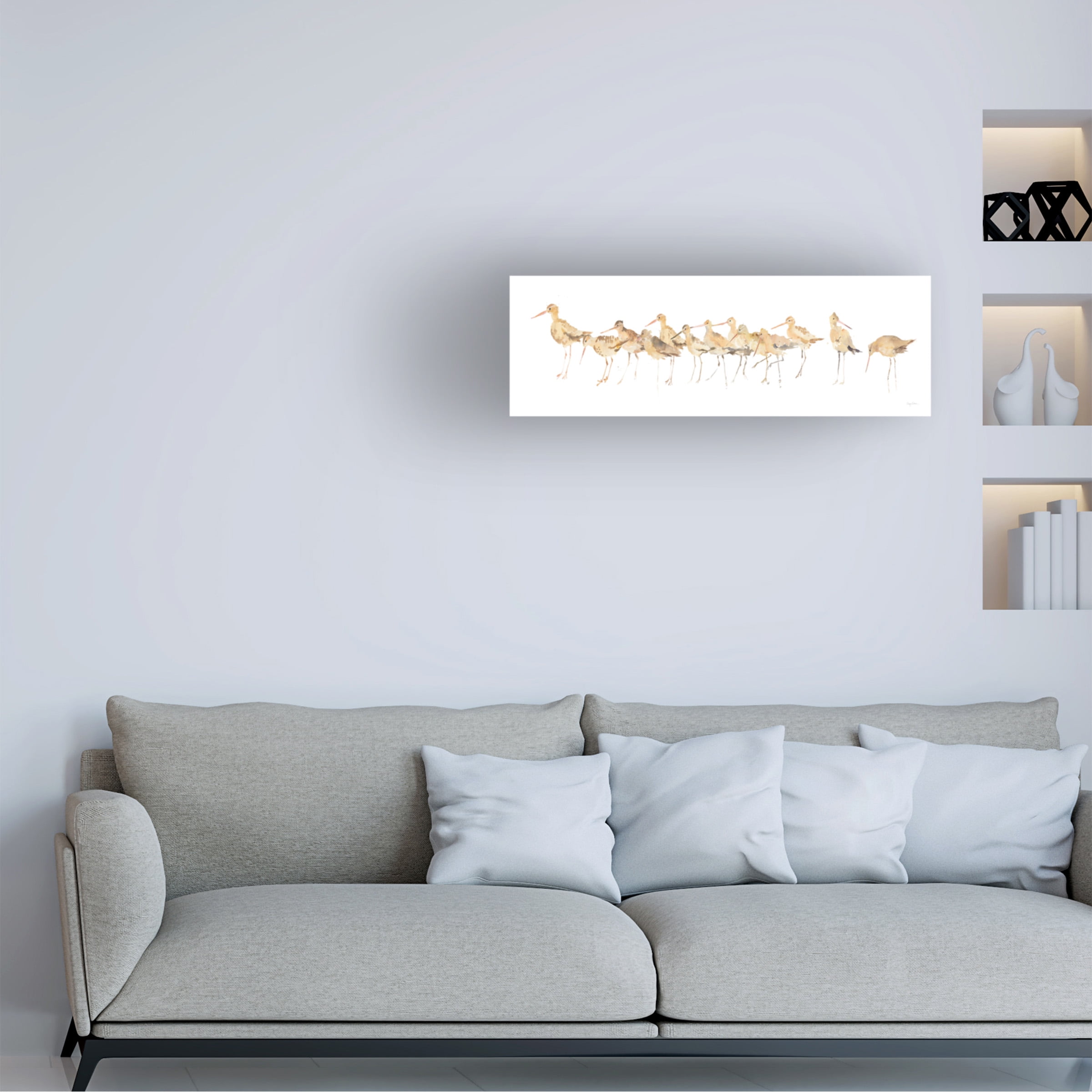 Trademark Fine Art 'Watercolor Sandpipers Panel' Canvas Art by Avery Tillmon
