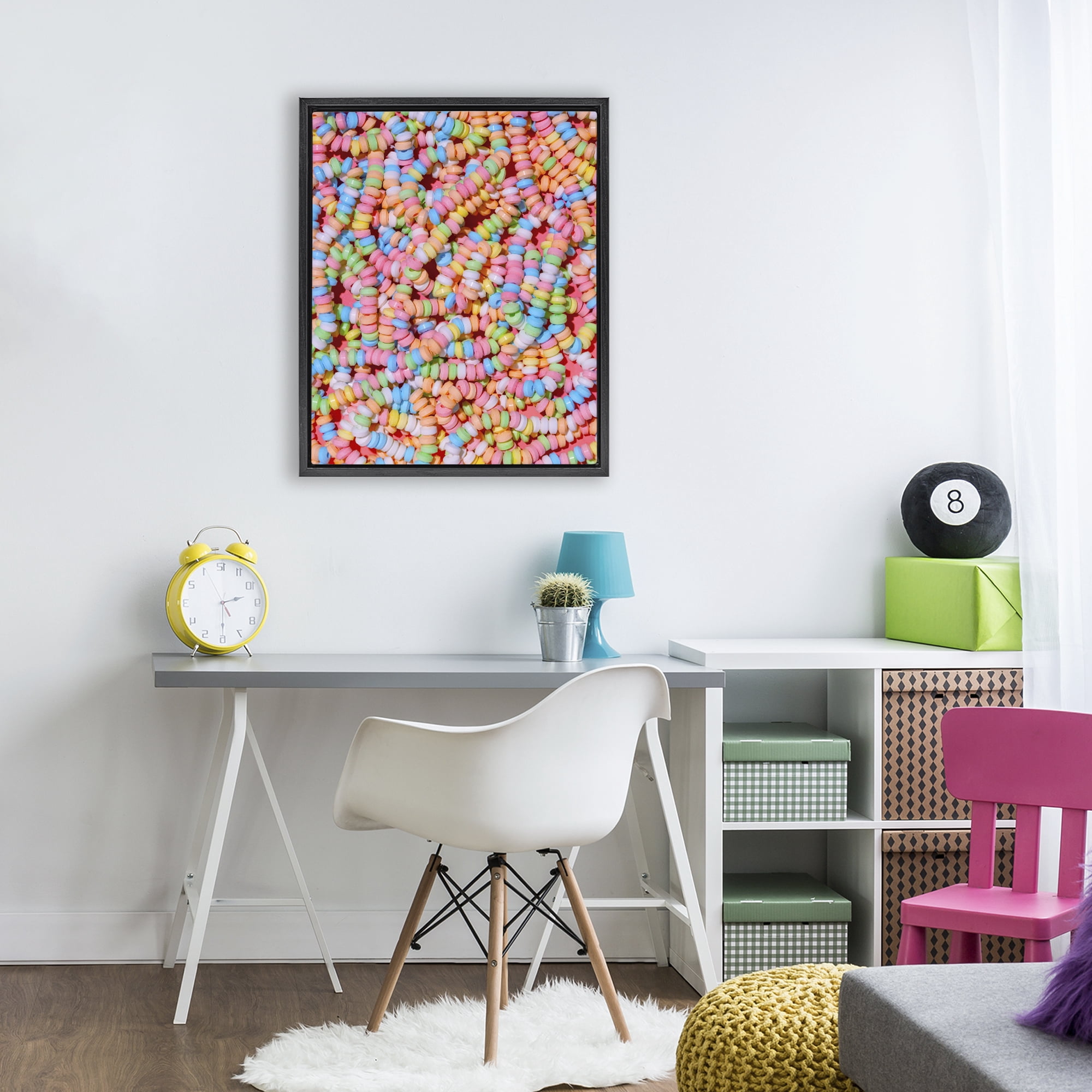 Stupell Industries Pastel Candy Necklace Black Framed Floater Canvas Wall Art, design by LISH Creative