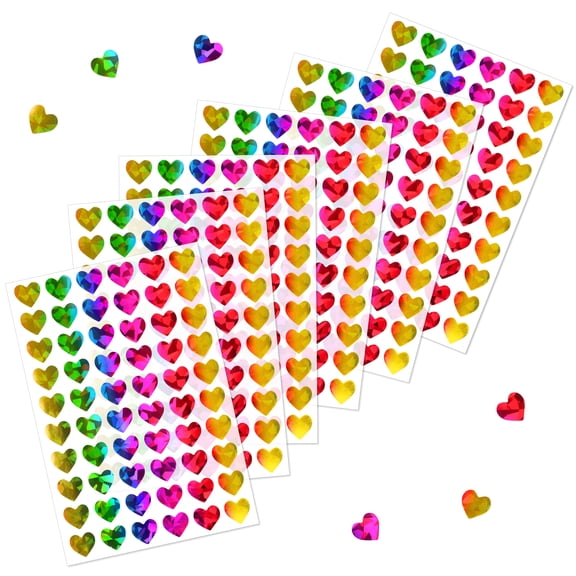 QJKLWV Premium Rainbow Holographic Heart Stickers Pack, 0.6 in 1800 Pcs 30 Sheets Self Adhesive for Envelope, DIY Planner Scrapbook Holiday Decor