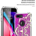 thumbnail image 3 of iPhone 8 Plus Case with Screen Protector, Hard Plastic Front Casing+Soft TPU Back Cover Shockproof Full Body Protective Phone Case for iPhone 7 Plus/8 Plus - Glitter Violet Mandala Flower, 3 of 8
