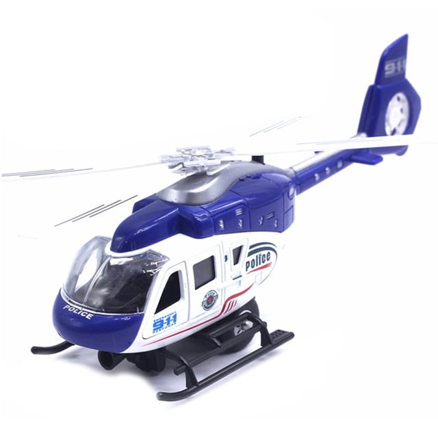 Realistic Police Helicopter Plane Pull Back LED Music Model Kids Toy Collection