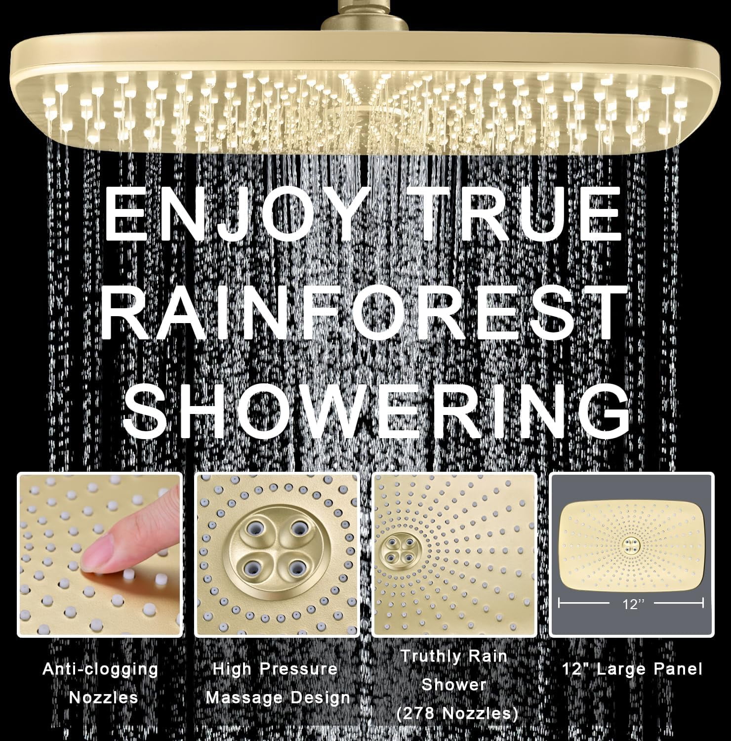 Upgrade Shower Heads with Handheld Spray Combo: High Pressure Rain Shower Head with Fixed Showerhead and 10 Sprays Handheld Shower Head, Detachable Shower head with Built-in Magnetic Docking and Powe