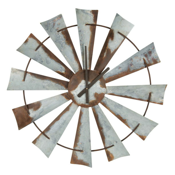 large metal windmill wall clock